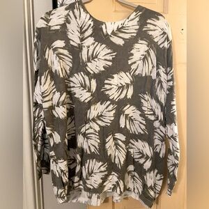 Super light green and white leaf pattern sweater